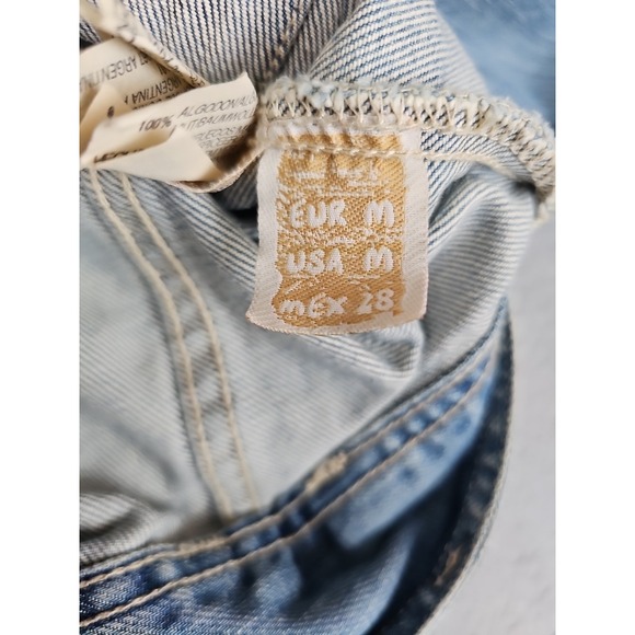 Zara TRF 100% Denim Jacket Women's Medium Blue Floral Embroidered - Picture 6 of 12